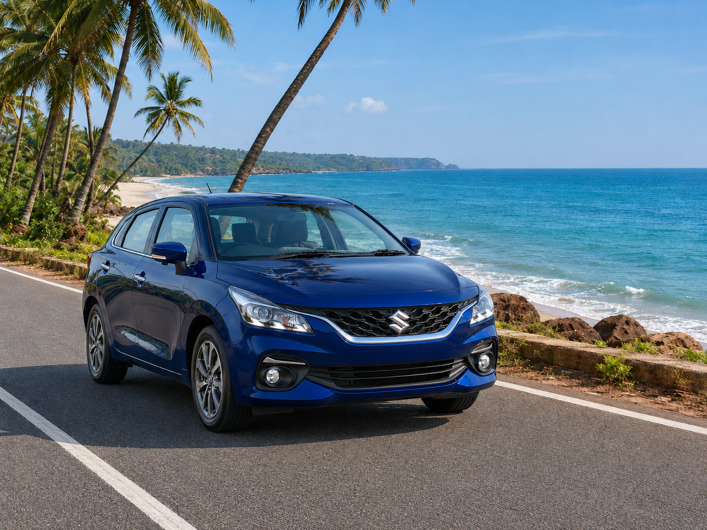 Premium automatic Baleno rental car in Goa